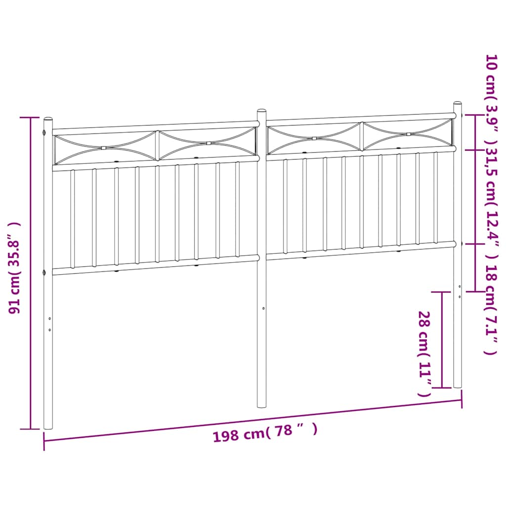 Testiera di Ricambio in Metallo Bianco 193 cm | homemem39