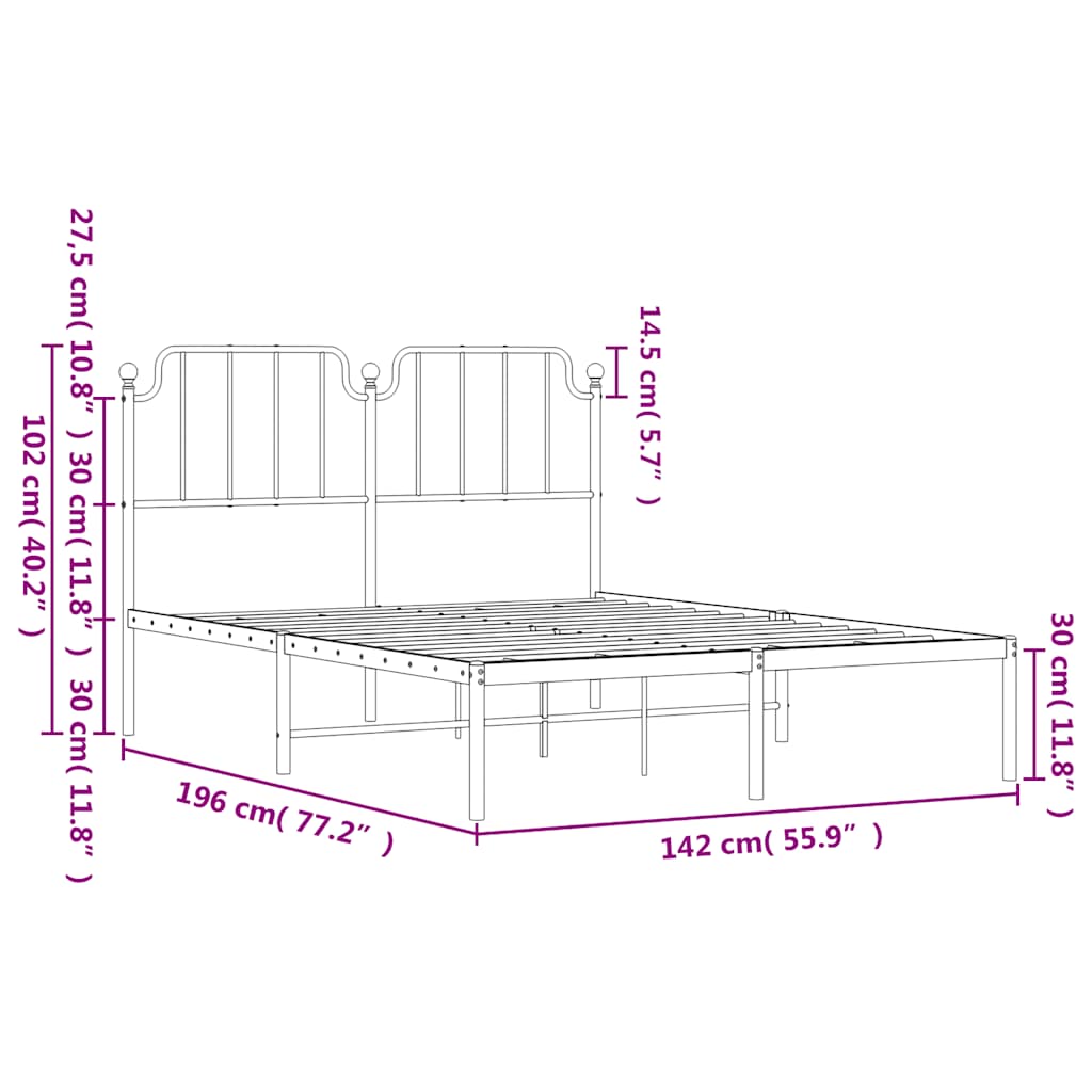 Giroletto con Testiera in Metallo Nero 135x190 cm | homemem39