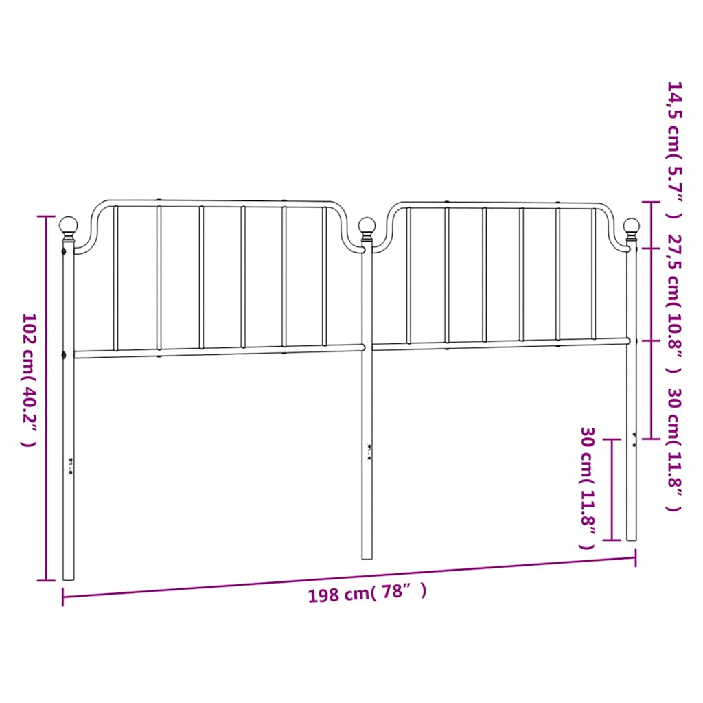 Testiera di Ricambio in Metallo Nero 193 cm | homemem39