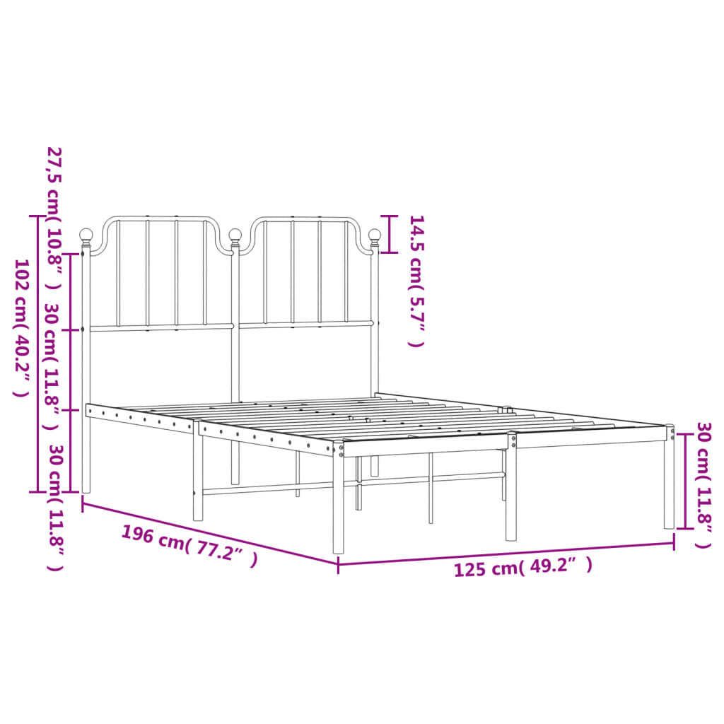 Giroletto con Testiera Metallo Bianco 120x190 cm | homemem39
