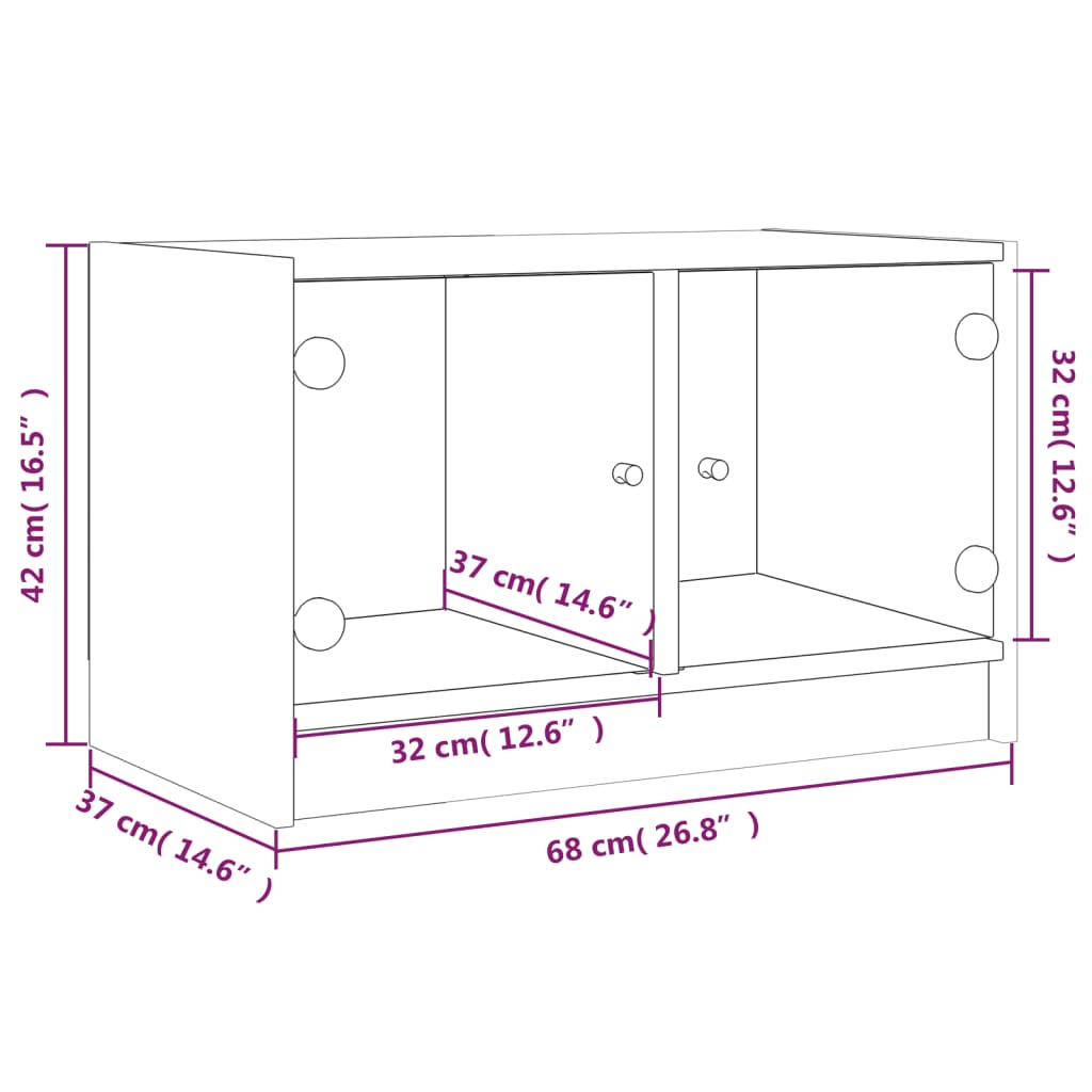 Mobile Porta TV con Ante in Vetro Bianco 68x37x42 cm | homemem39