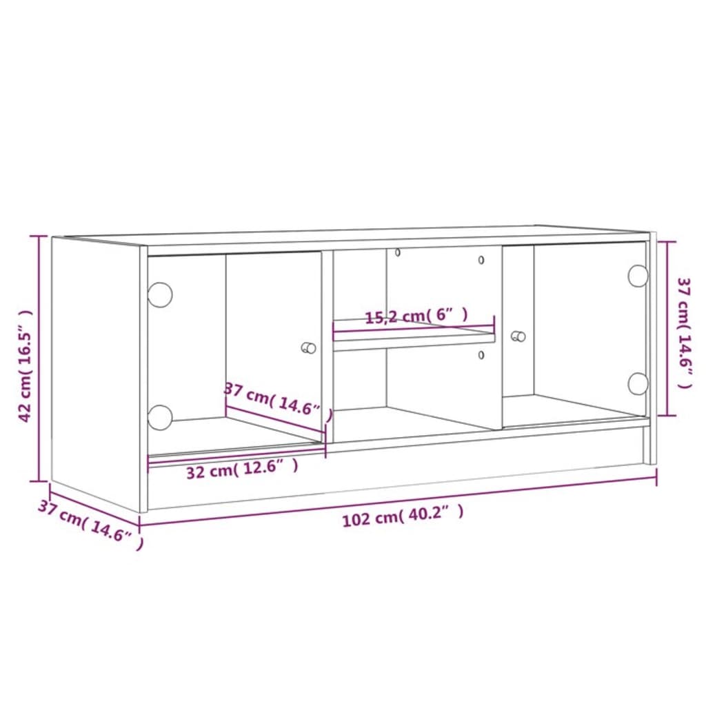 Mobile Porta TV con Ante in Vetro Grigio Cemento 102x37x42 cm | homemem39