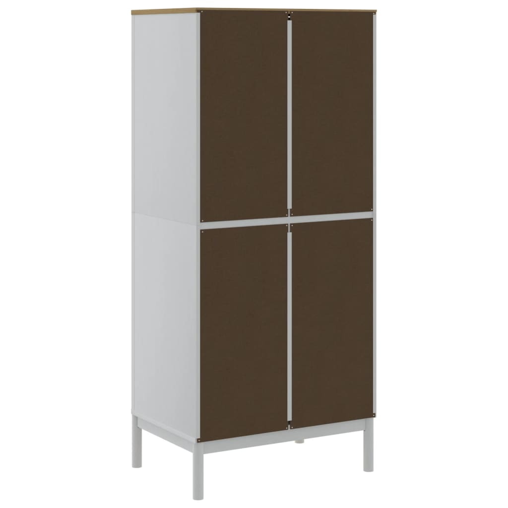 Armadio FLORO Bianco 77x53x171 cm in Legno Massello di Pino - homemem39