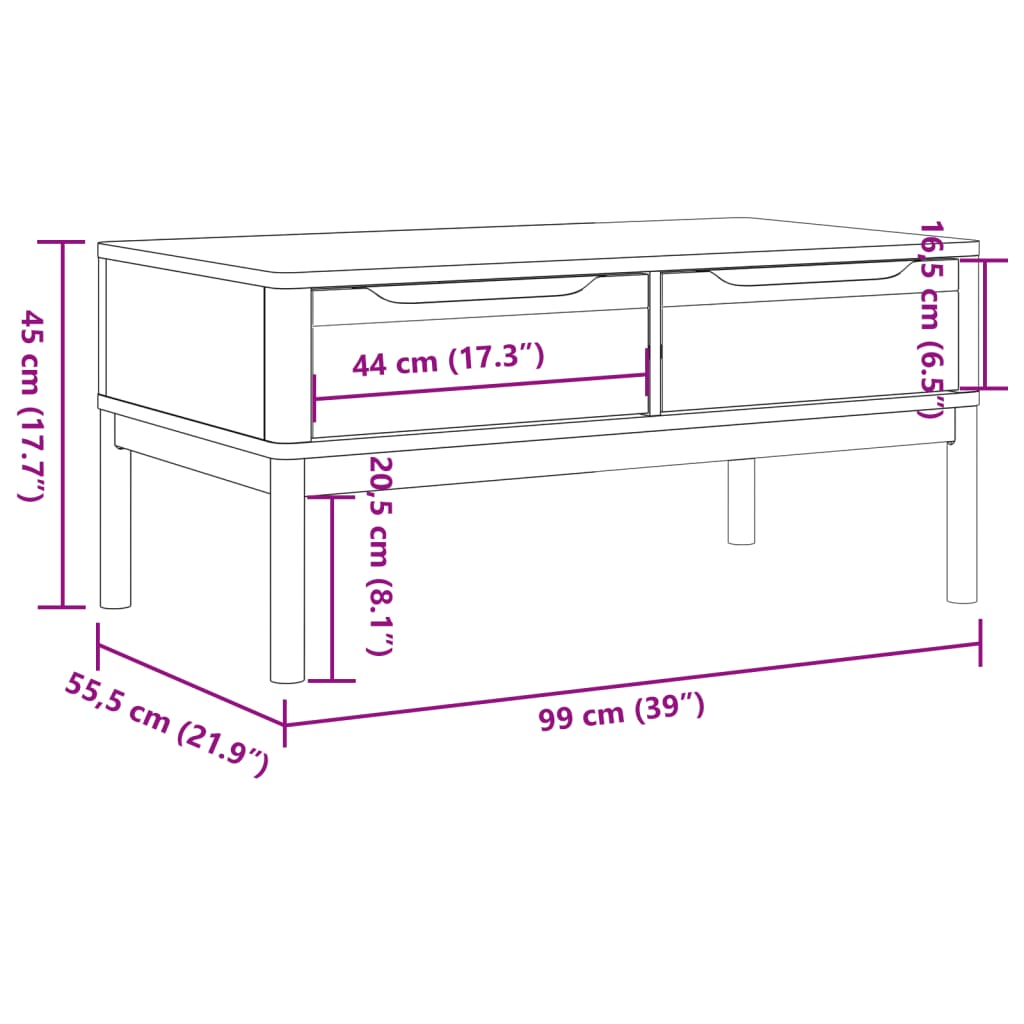 Tavolino FLORO Grigio 99x55,5x45 cm in Legno di Pino | homemem39