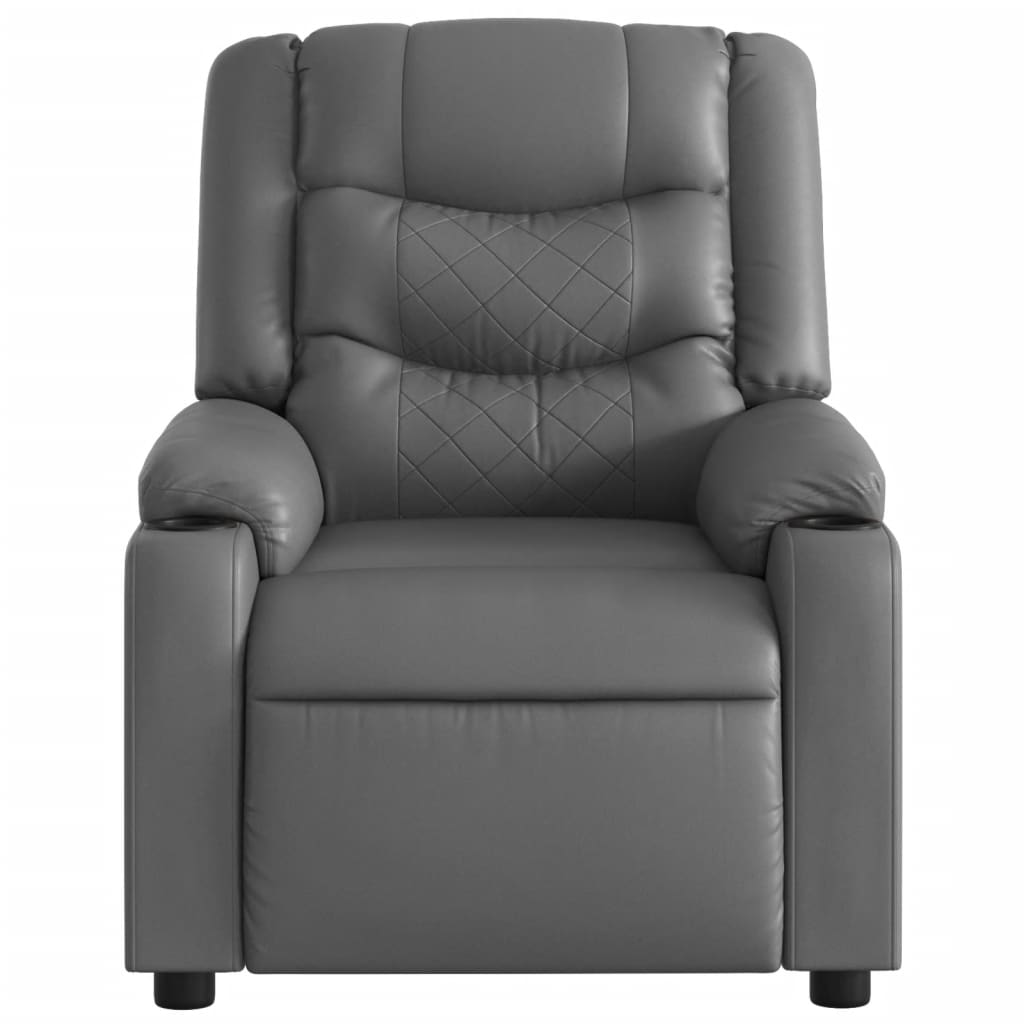 Poltrona Massaggiante Elettrica Reclinabile Grigio Similpelle - homemem39