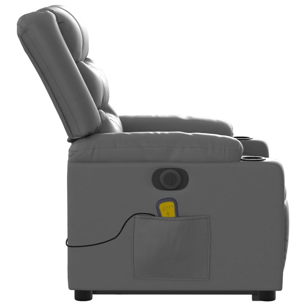 Poltrona Alzapersona Elettrica Reclinabile Grigio in Similpelle - homemem39