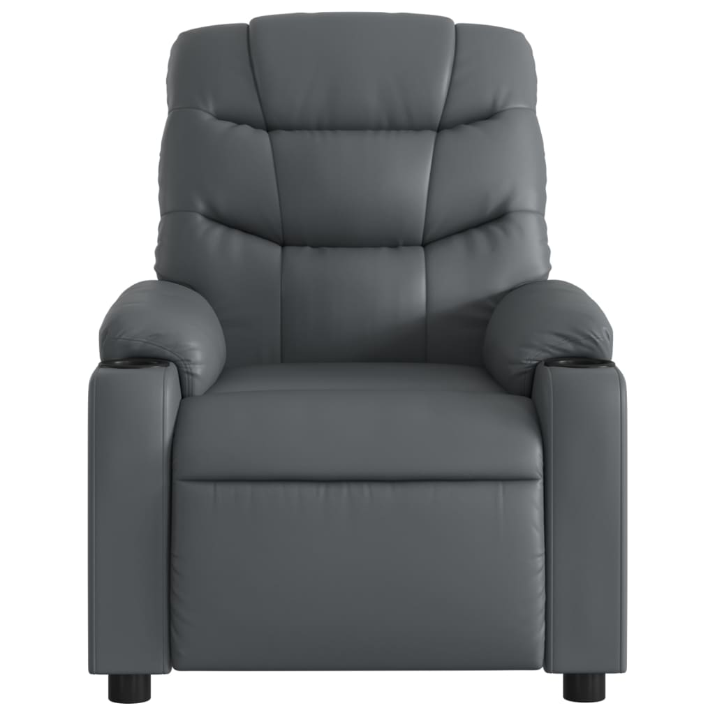 Poltrona Massaggiante Elettrica Reclinabile Grigio Similpelle - homemem39
