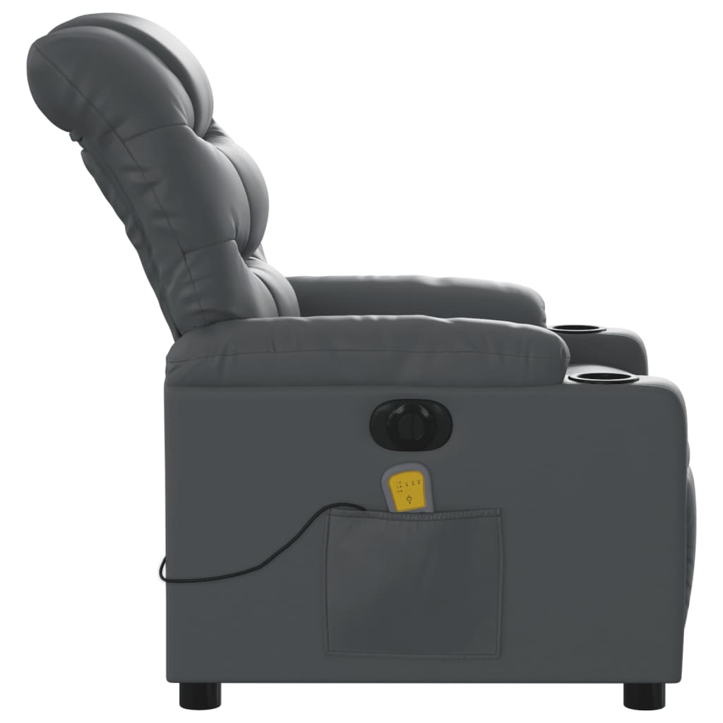 Poltrona Massaggiante Elettrica Reclinabile Grigio Similpelle - homemem39
