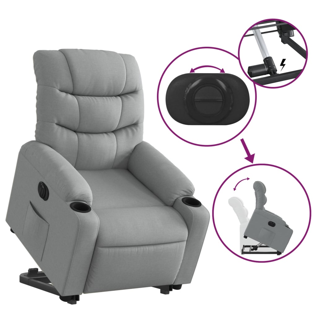 Poltrona Reclinante Alzapersona Elettrica Grigio Chiaro Tessuto | homemem39