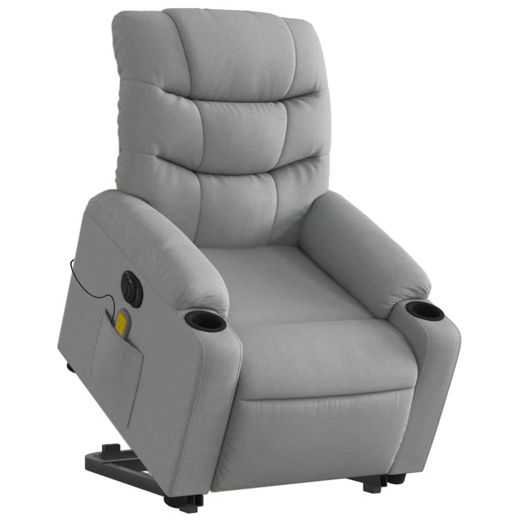 Poltrona Alzapersona Massaggi Elettrica Grigio Chiaro Tessuto - homemem39