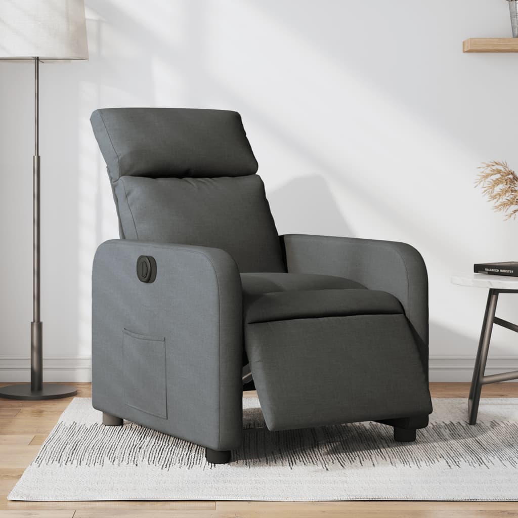 Poltrona Elettrica Reclinabile Grigio Scuro in Tessuto - homemem39