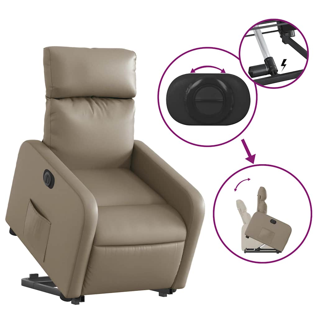Poltrona Alzapersona Reclinante Elettrica Cappuccino Similpelle | homemem39