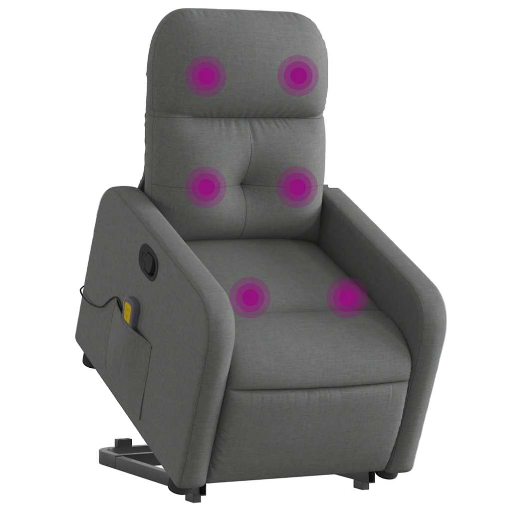 Poltrona Alzapersona Massaggi Reclinabile Grigio Scuro Tessuto - homemem39