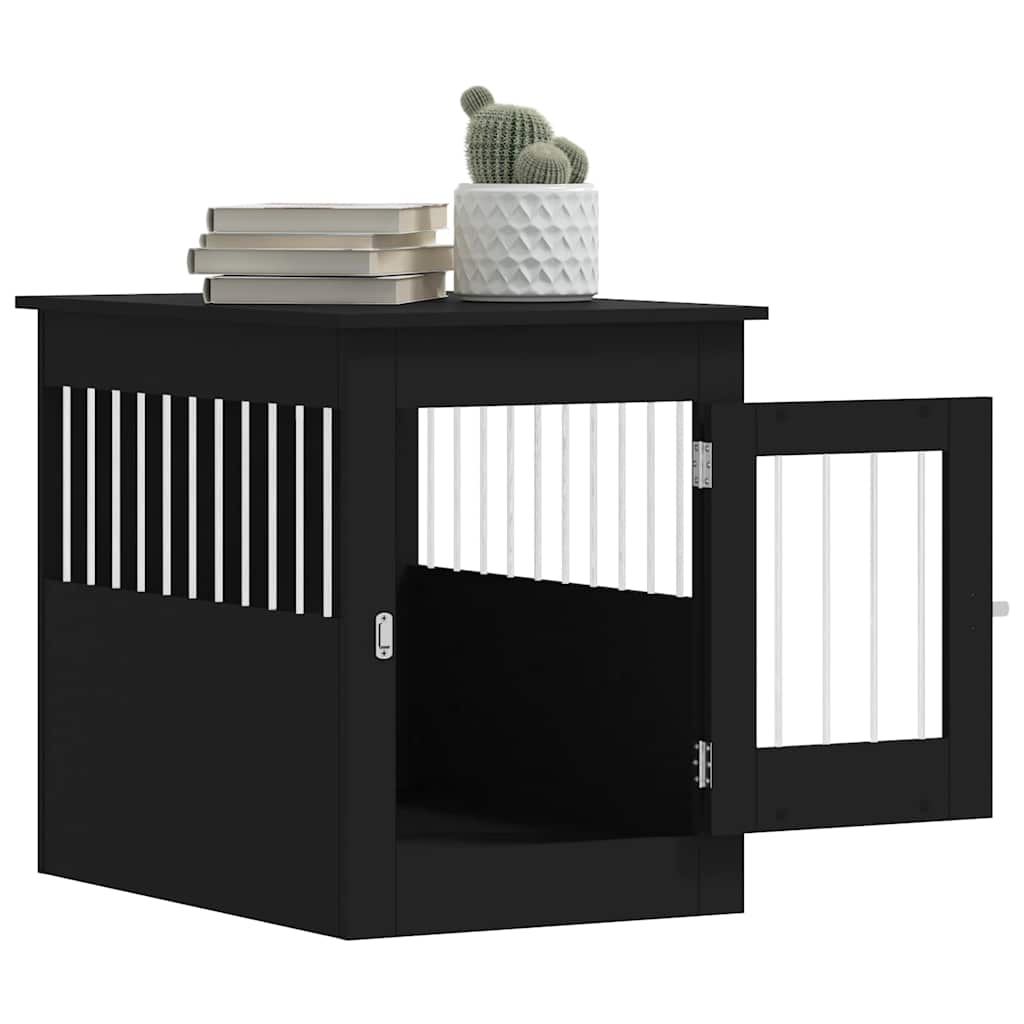 Gabbia Cani da Arredamento Nera 55x80x68cm Legno Multistrato - homemem39
