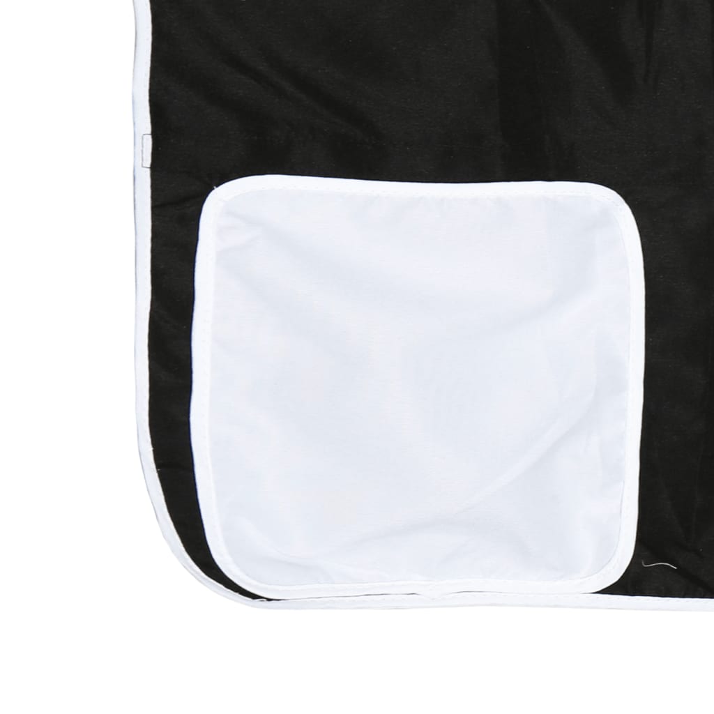 Letto a Soppalco Bambini con Tende Bianco e Nero 90x190 cm Pino | homemem39