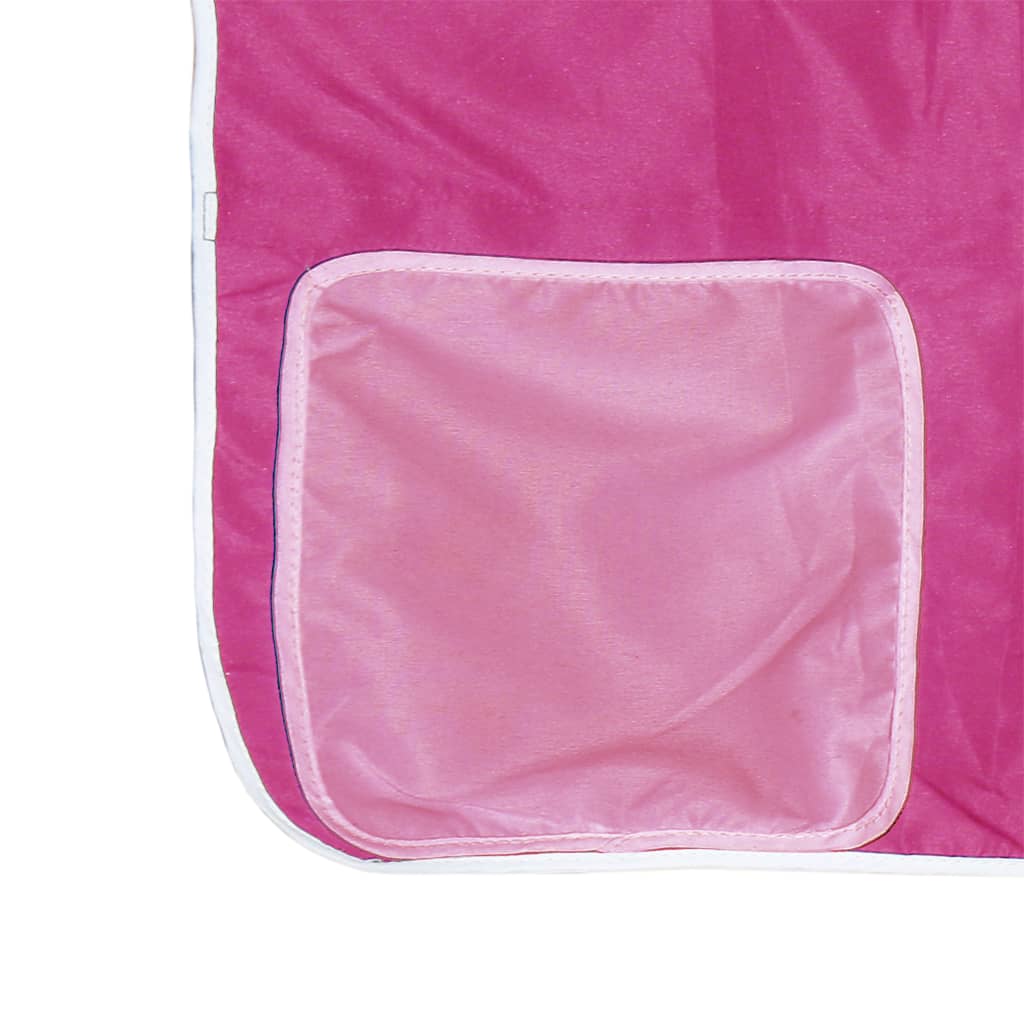 Letto a Soppalco con Tende Bambini Rosa 90x190 cm Massello Pino | homemem39
