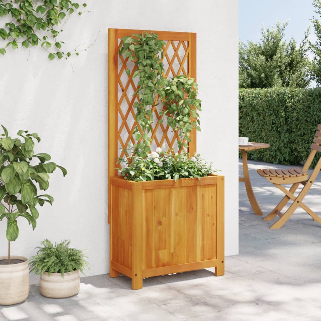 Fioriera con Traliccio 55x29,5x132 cm Legno Massello di Acacia - homemem39