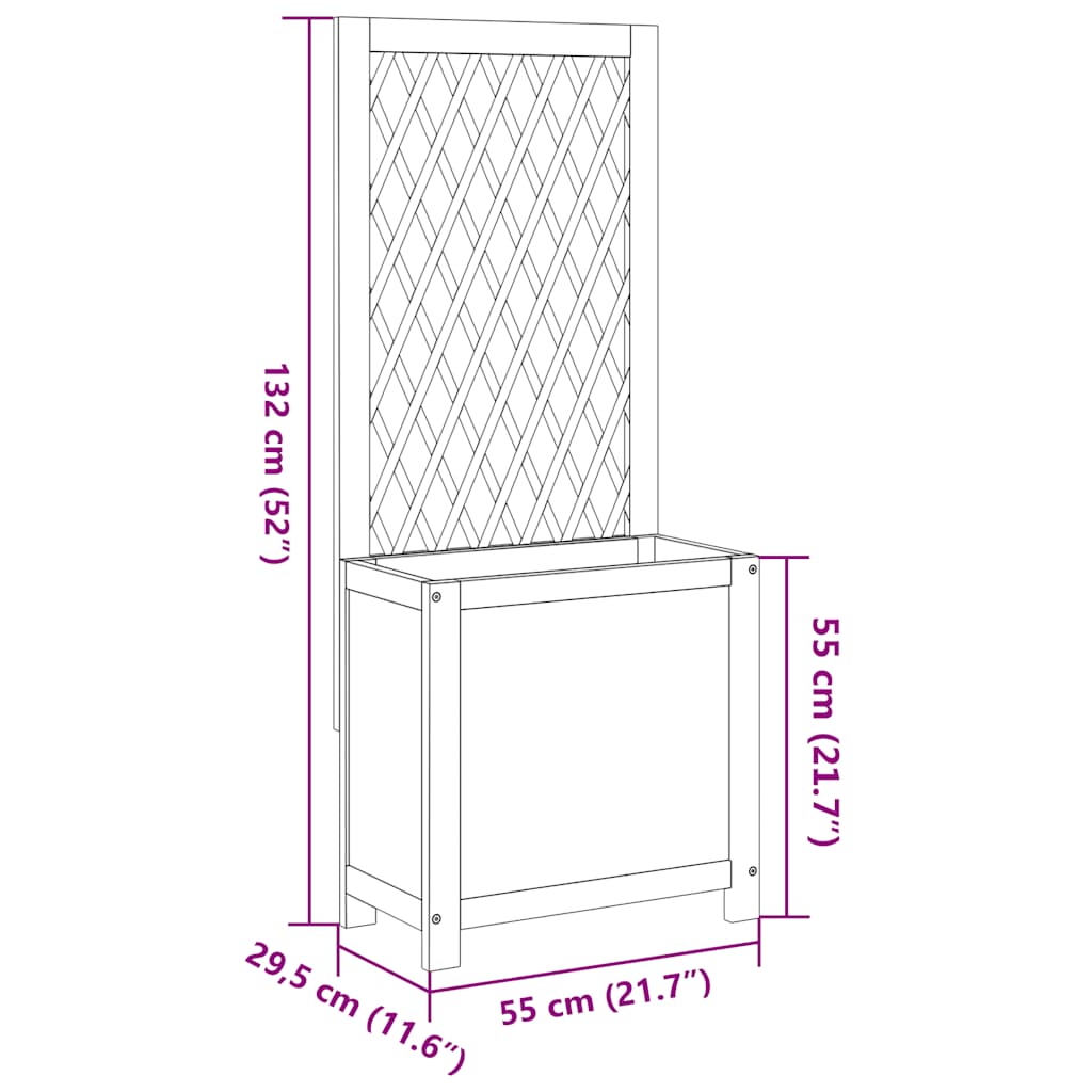 Fioriera con Traliccio 55x29,5x132 cm Legno Massello di Acacia | homemem39