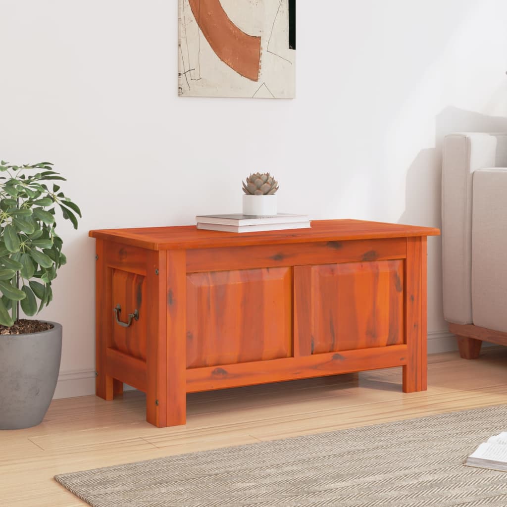 Cassapanca con Coperchio Marrone in Legno Massello di Acacia - homemem39