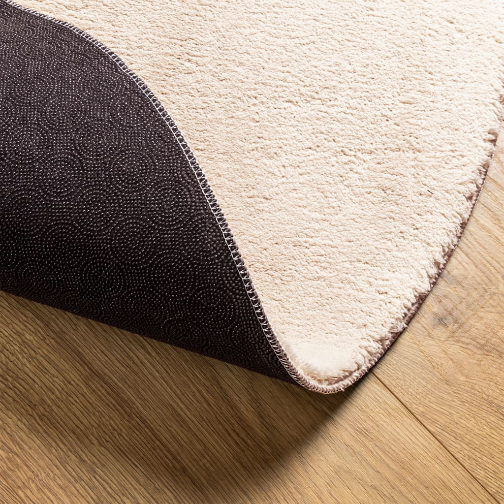 Tappeto a Pelo Corto HUARTE Morbido e Lavabile Beige Ø 80 cm - homemem39