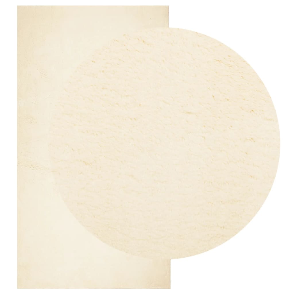 Tappeto a Pelo Corto HUARTE Morbido e Lavabile Crema 80x150 cm - homemem39