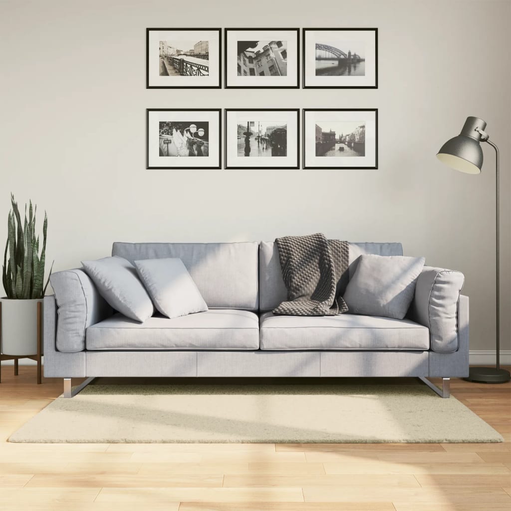 Tappeto a Pelo Corto HUARTE Morbido e Lavabile Crema 80x150 cm - homemem39