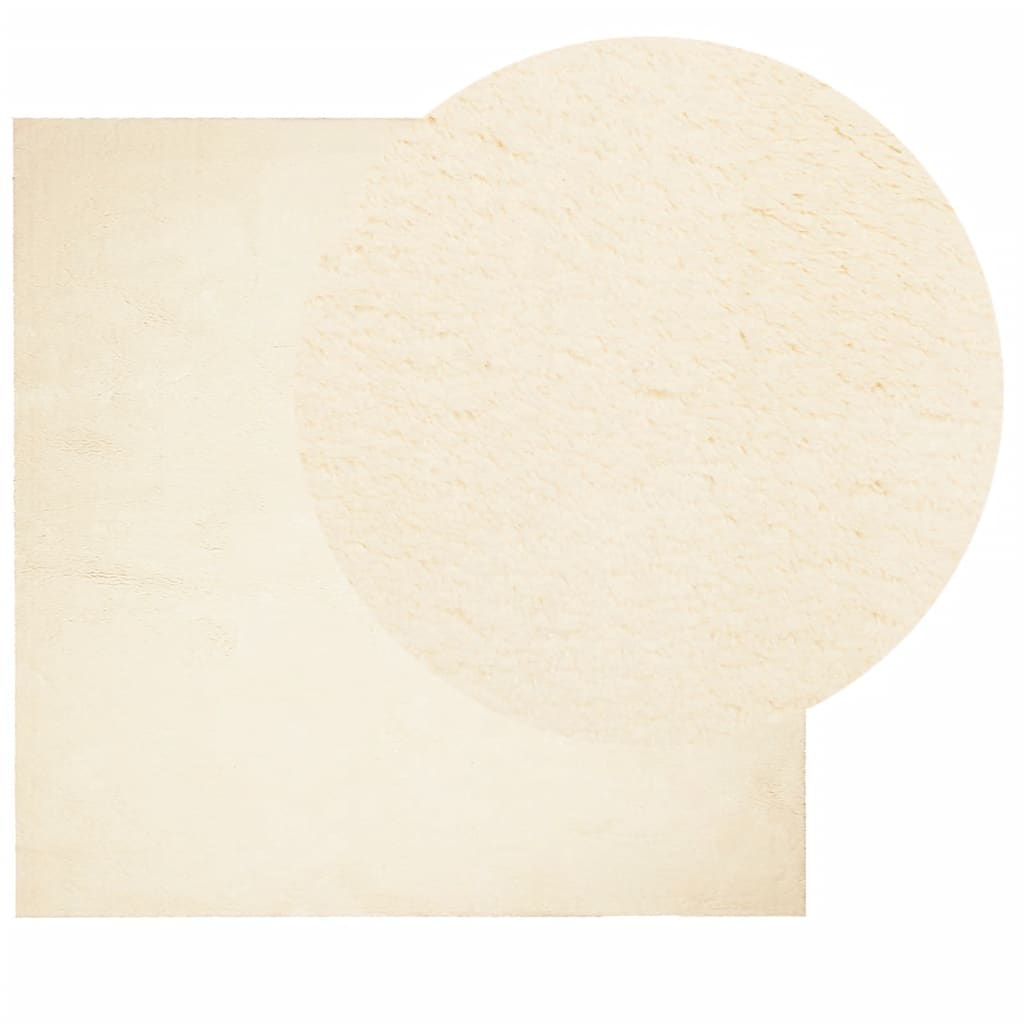 Tappeto a Pelo Corto HUARTE Morbido e Lavabile Crema 160x160 cm - homemem39