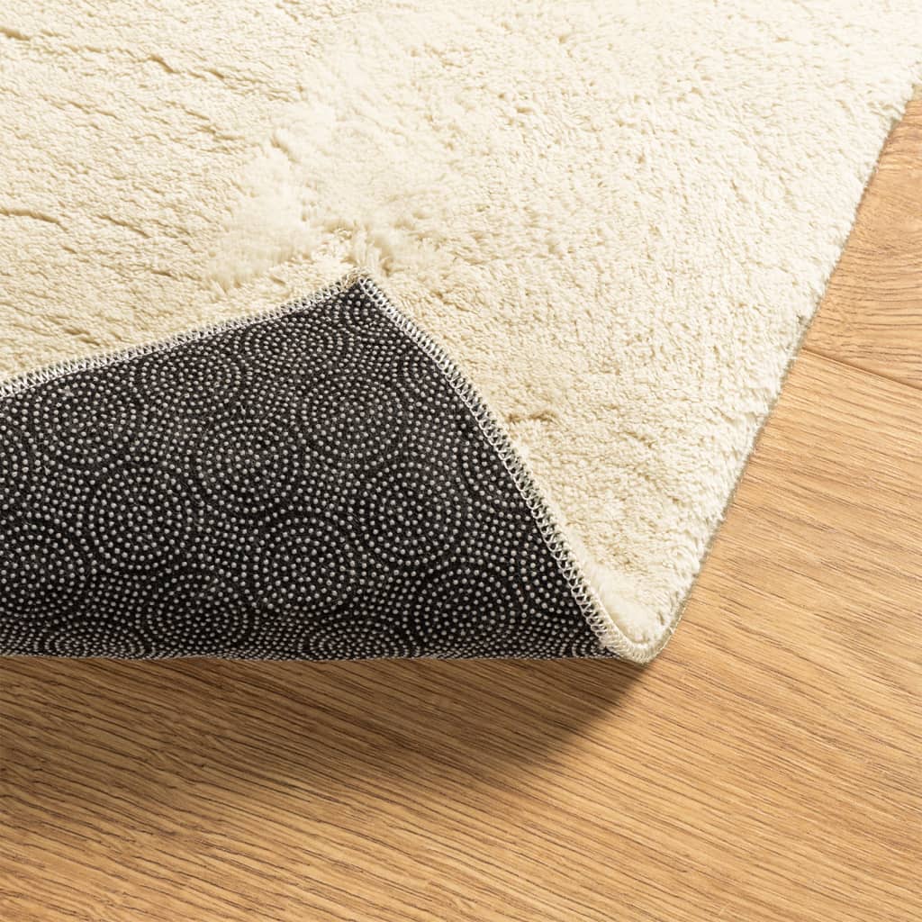 Tappeto a Pelo Corto HUARTE Morbido e Lavabile Crema 160x160 cm - homemem39