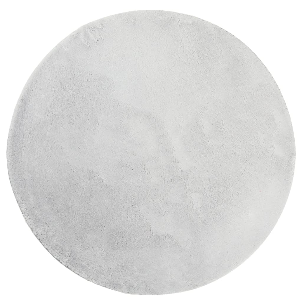 Tappeto a Pelo Corto HUARTE Morbido e Lavabile Grigio Ø 120 cm - homemem39