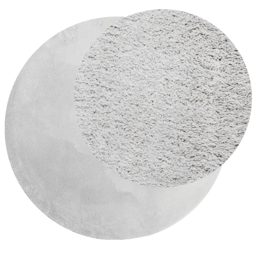 Tappeto a Pelo Corto HUARTE Morbido e Lavabile Grigio Ø 200 cm - homemem39
