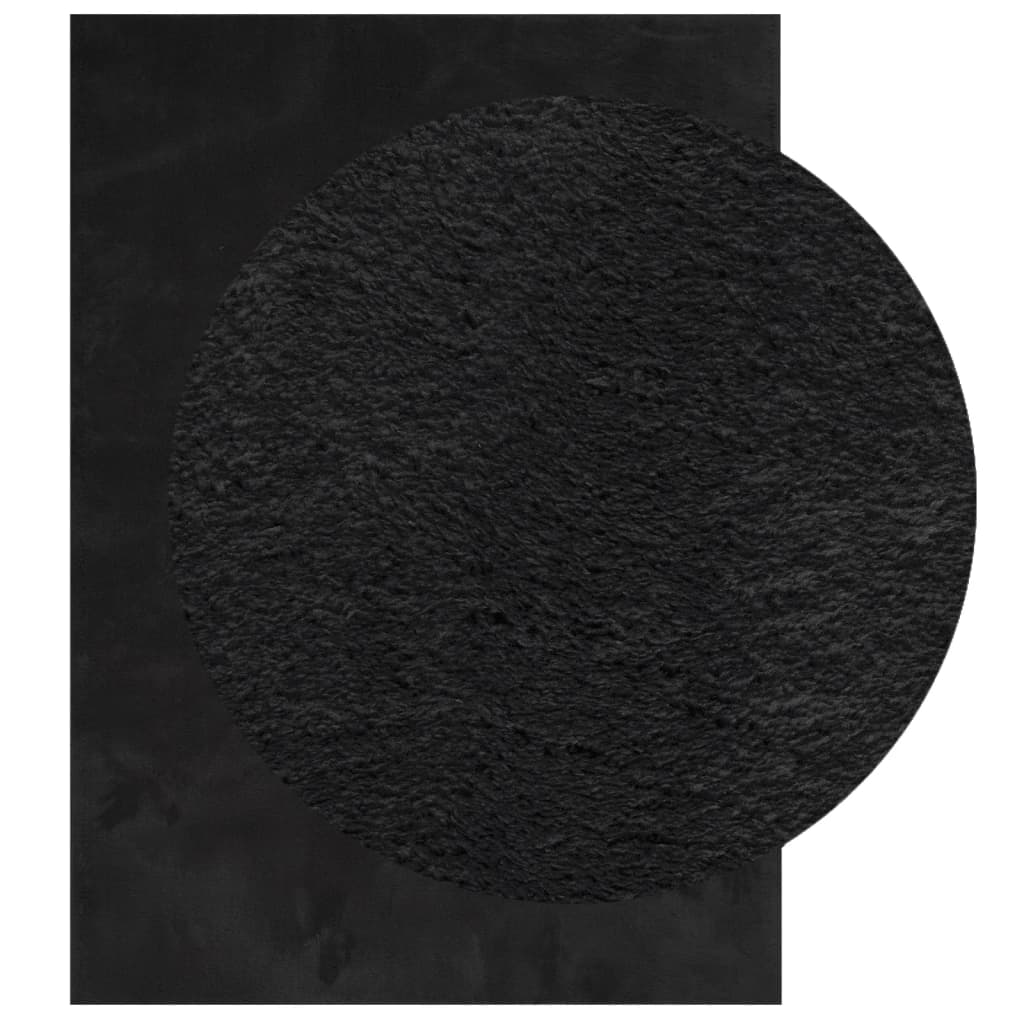 Tappeto a Pelo Corto HUARTE Morbido e Lavabile Nero 160x230cm - homemem39