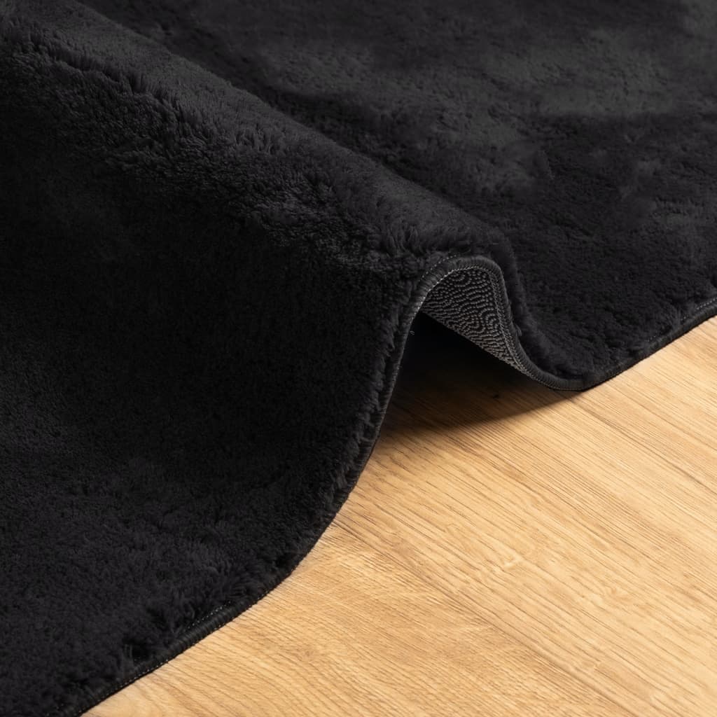 Tappeto a Pelo Corto HUARTE Morbido e Lavabile Nero 160x230cm - homemem39
