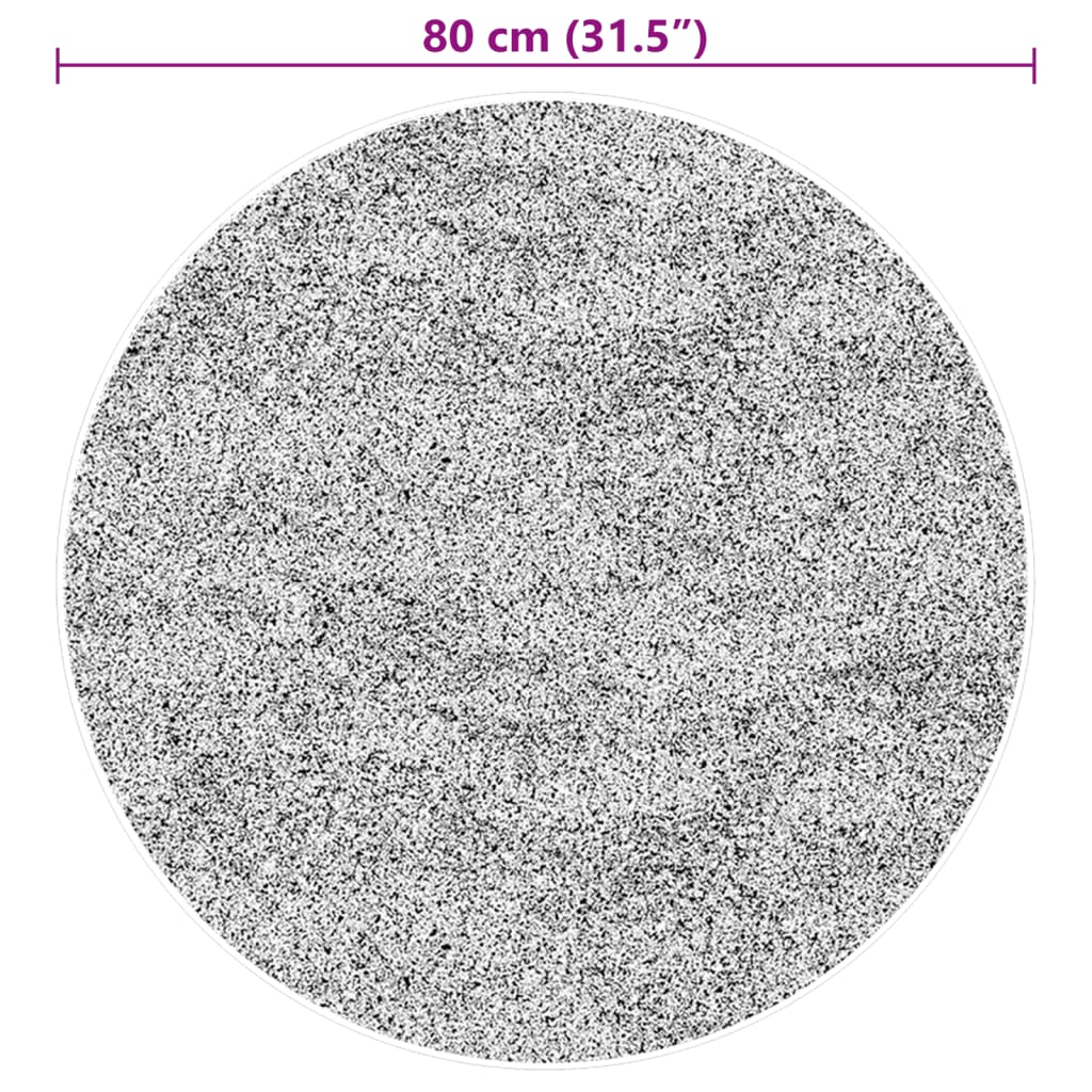 Tappeto a Pelo Corto HUARTE Morbido e Lavabile Nero Ø 80 cm | homemem39