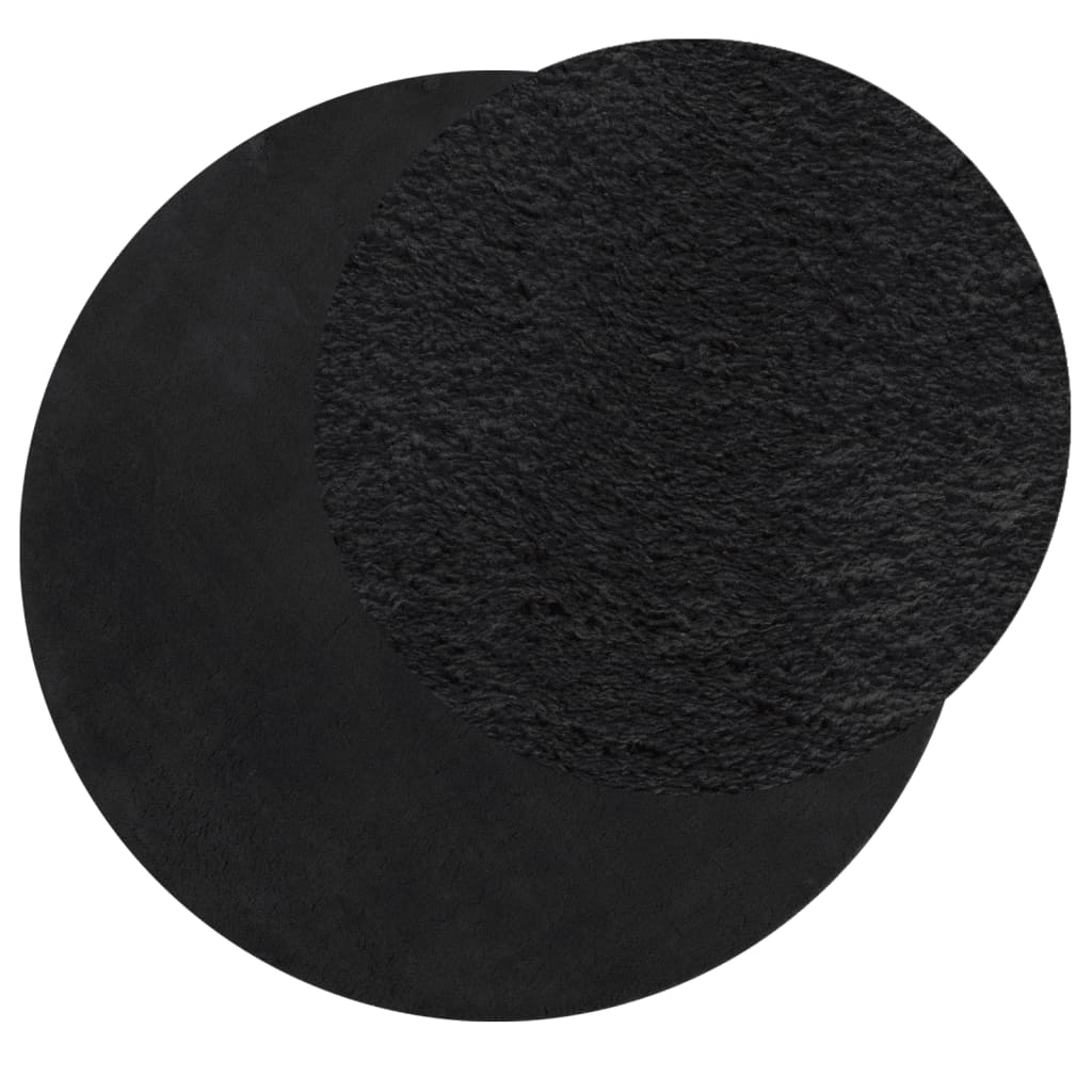 Tappeto a Pelo Corto HUARTE Morbido e Lavabile Nero Ø 160 cm - homemem39