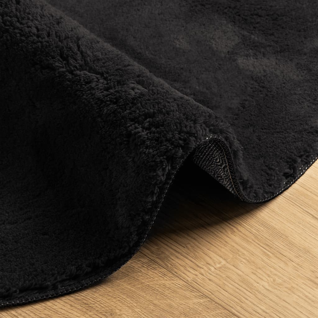 Tappeto a Pelo Corto HUARTE Morbido e Lavabile Nero Ø 160 cm - homemem39