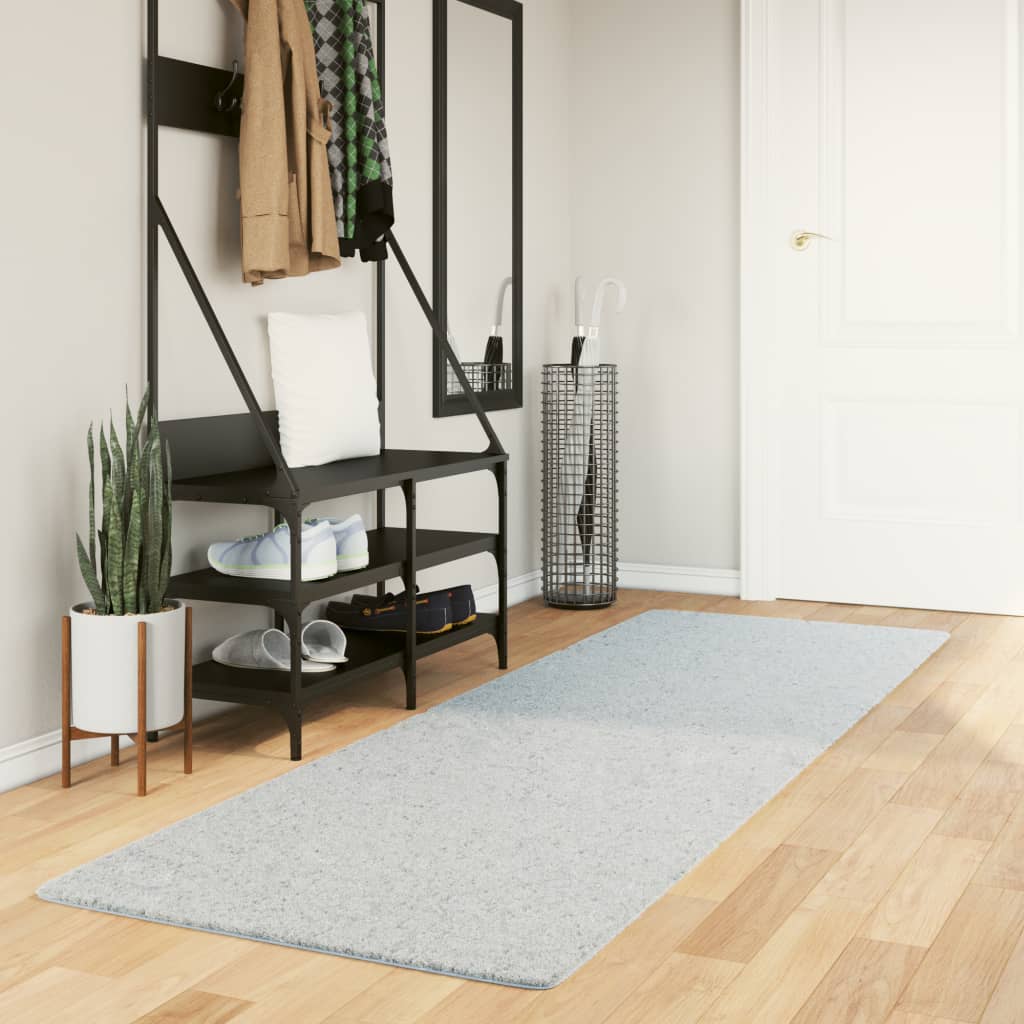 Tappeto a Pelo Corto HUARTE Morbido e Lavabile Blu 80x250 cm - homemem39