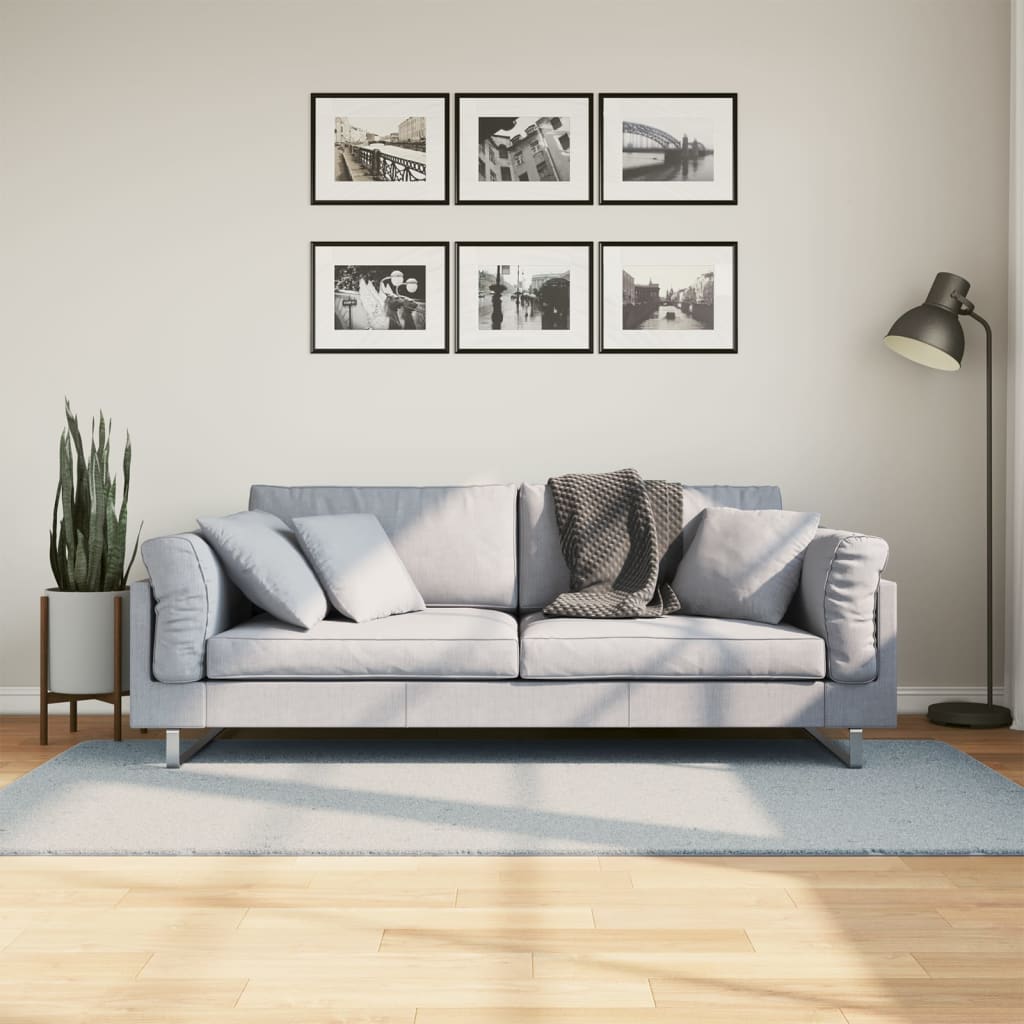 Tappeto a Pelo Corto HUARTE Morbido e Lavabile Blu 100x200 cm - homemem39