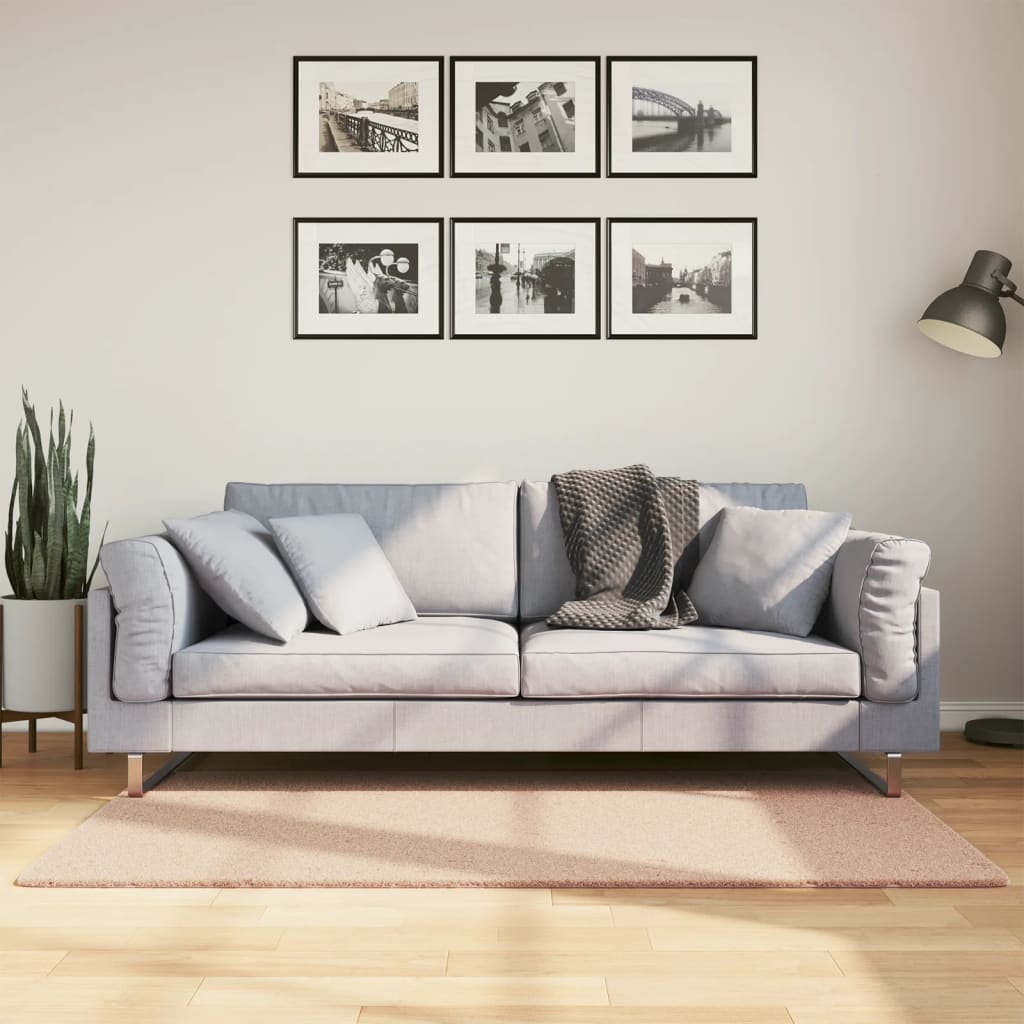 Tappeto a Pelo Corto HUARTE Morbido e Lavabile Rosato 80x150 cm - homemem39