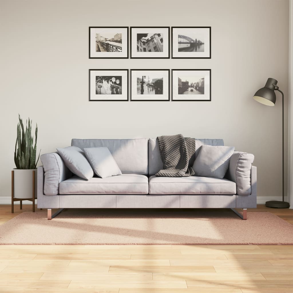 Tappeto a Pelo Corto HUARTE Morbido e Lavabile Rosato 100x200cm - homemem39