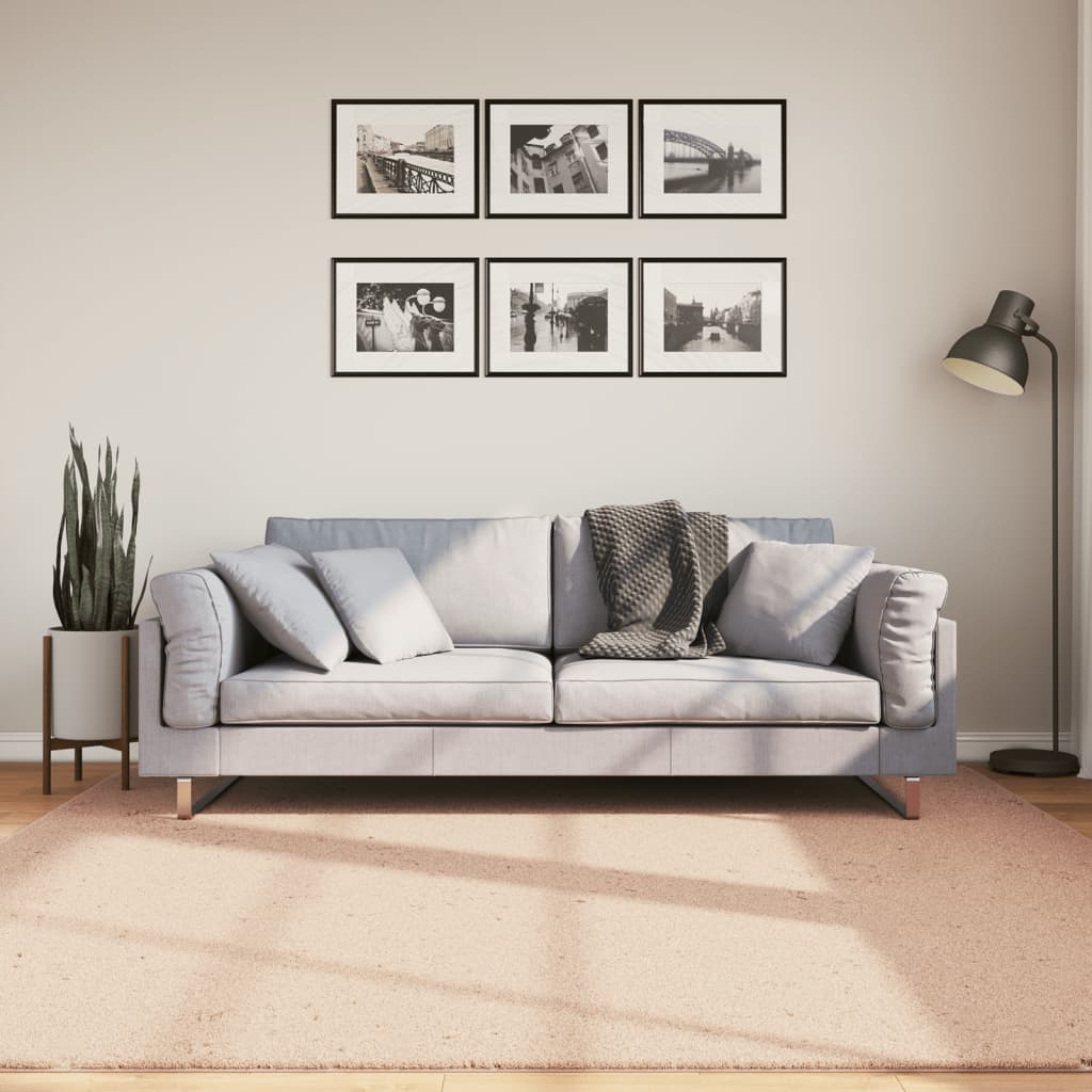 Tappeto a Pelo Corto HUARTE Morbido e Lavabile Rosato 200x200cm - homemem39