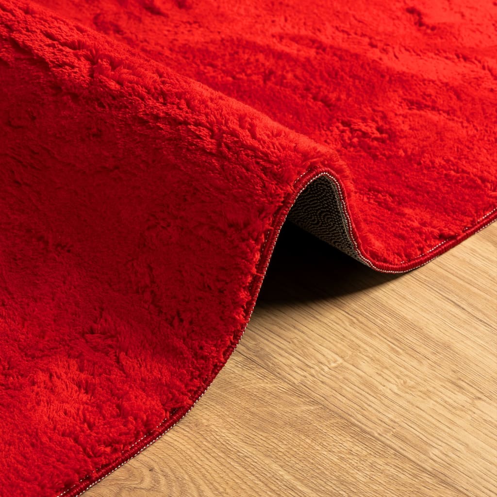 Tappeto a Pelo Corto HUARTE Morbido e Lavabile Rosso 120x170cm - homemem39