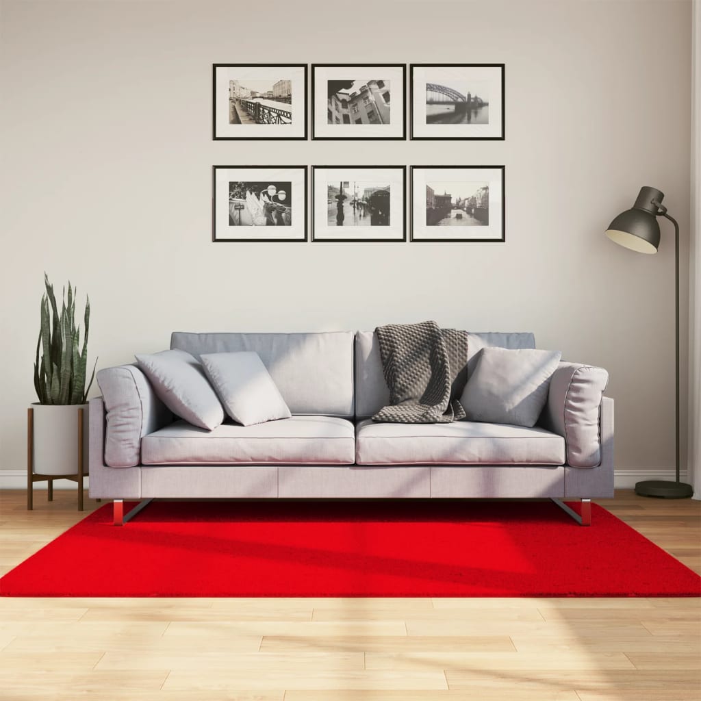Tappeto a Pelo Corto HUARTE Morbido e Lavabile Rosso 120x170cm - homemem39