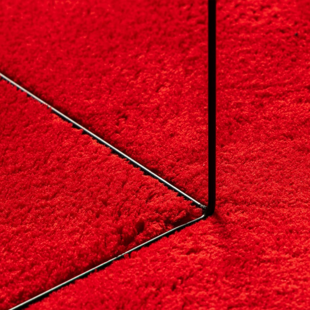 Tappeto a Pelo Corto HUARTE Morbido e Lavabile Rosso 140x200cm - homemem39