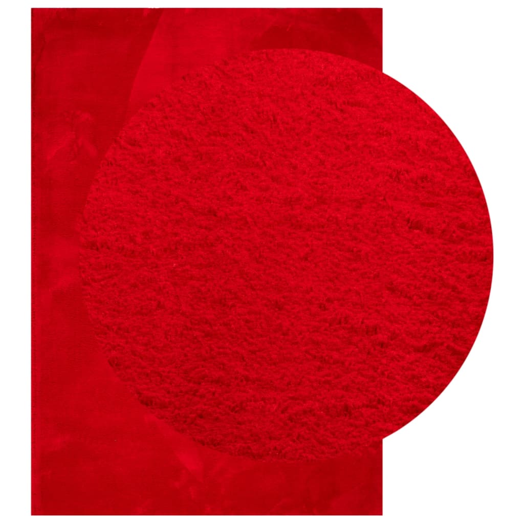 Tappeto a Pelo Corto HUARTE Morbido e Lavabile Rosso 160x230cm - homemem39