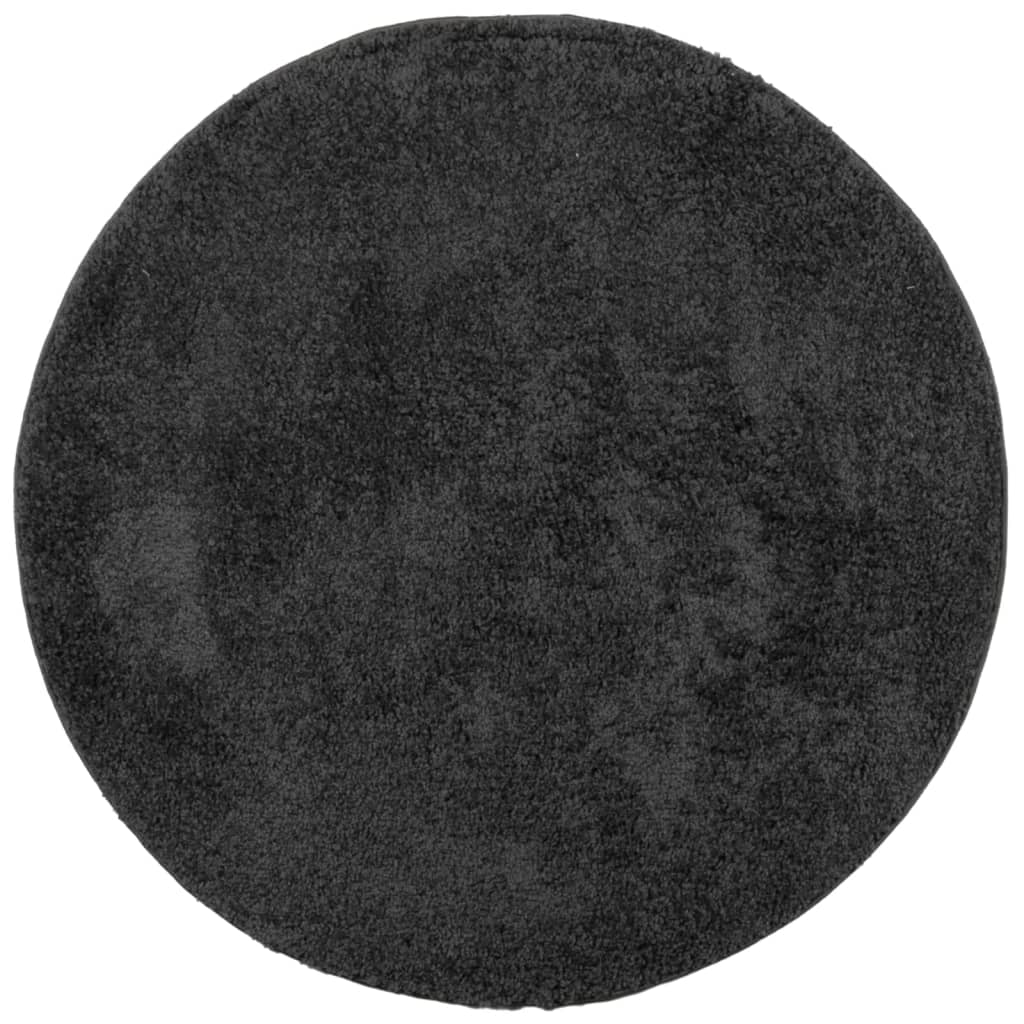 Tappeto Shaggy PAMPLONA a Pelo Lungo Moderno Nero Ø 80 cm - homemem39