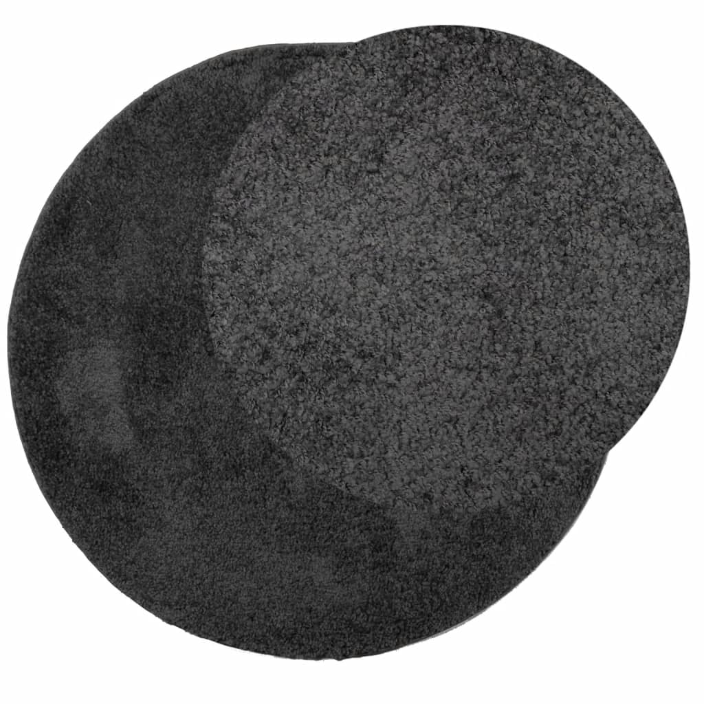 Tappeto Shaggy PAMPLONA a Pelo Lungo Moderno Nero Ø 80 cm - homemem39