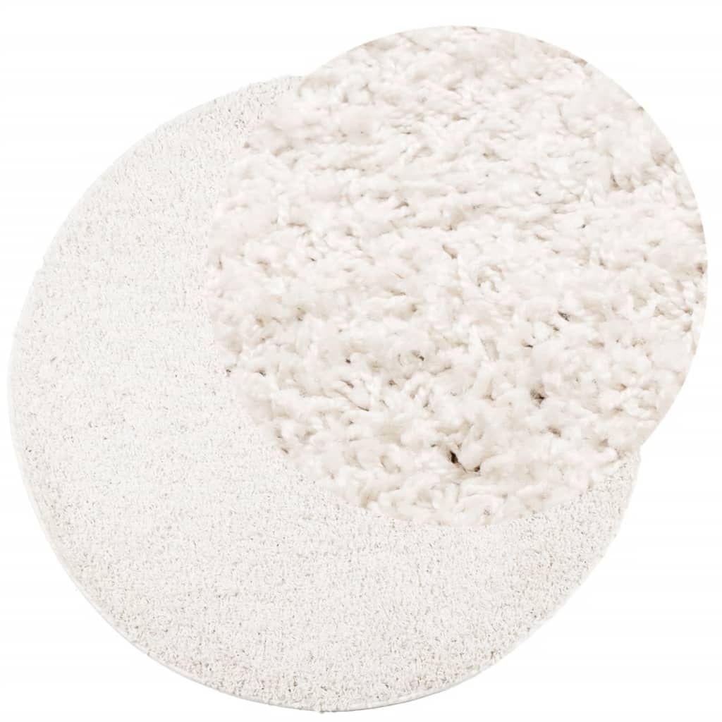 Tappeto Shaggy PAMPLONA a Pelo Lungo Moderno Crema Ø 80 cm - homemem39