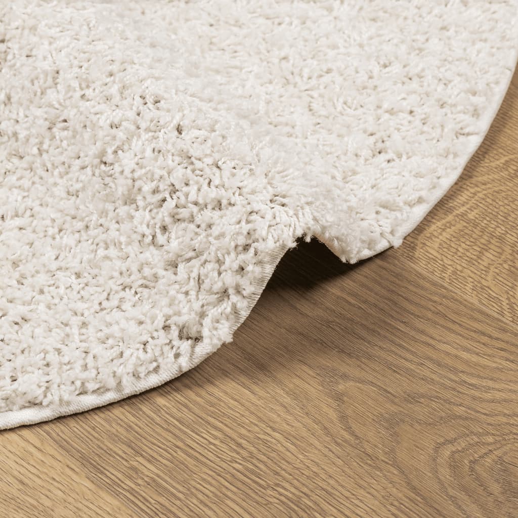 Tappeto Shaggy PAMPLONA a Pelo Lungo Moderno Crema Ø 80 cm - homemem39