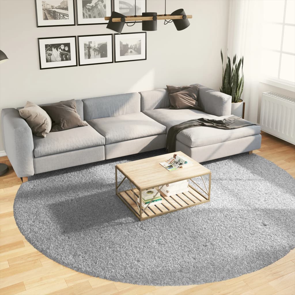 Tappeto Shaggy PAMPLONA a Pelo Lungo Moderno Grigio Ø 280 cm - homemem39