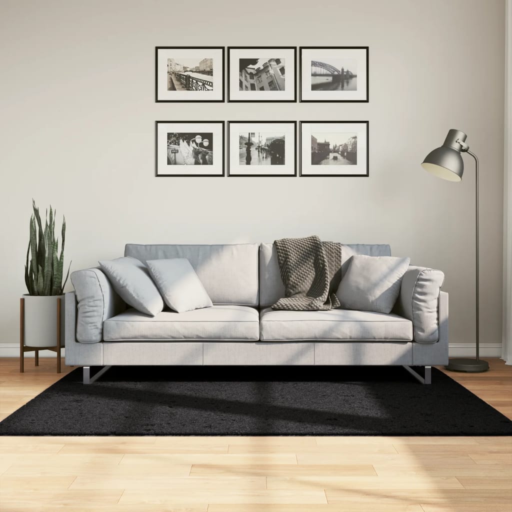 Tappeto Shaggy PAMPLONA a Pelo Lungo Moderno Nero 120x170 cm - homemem39